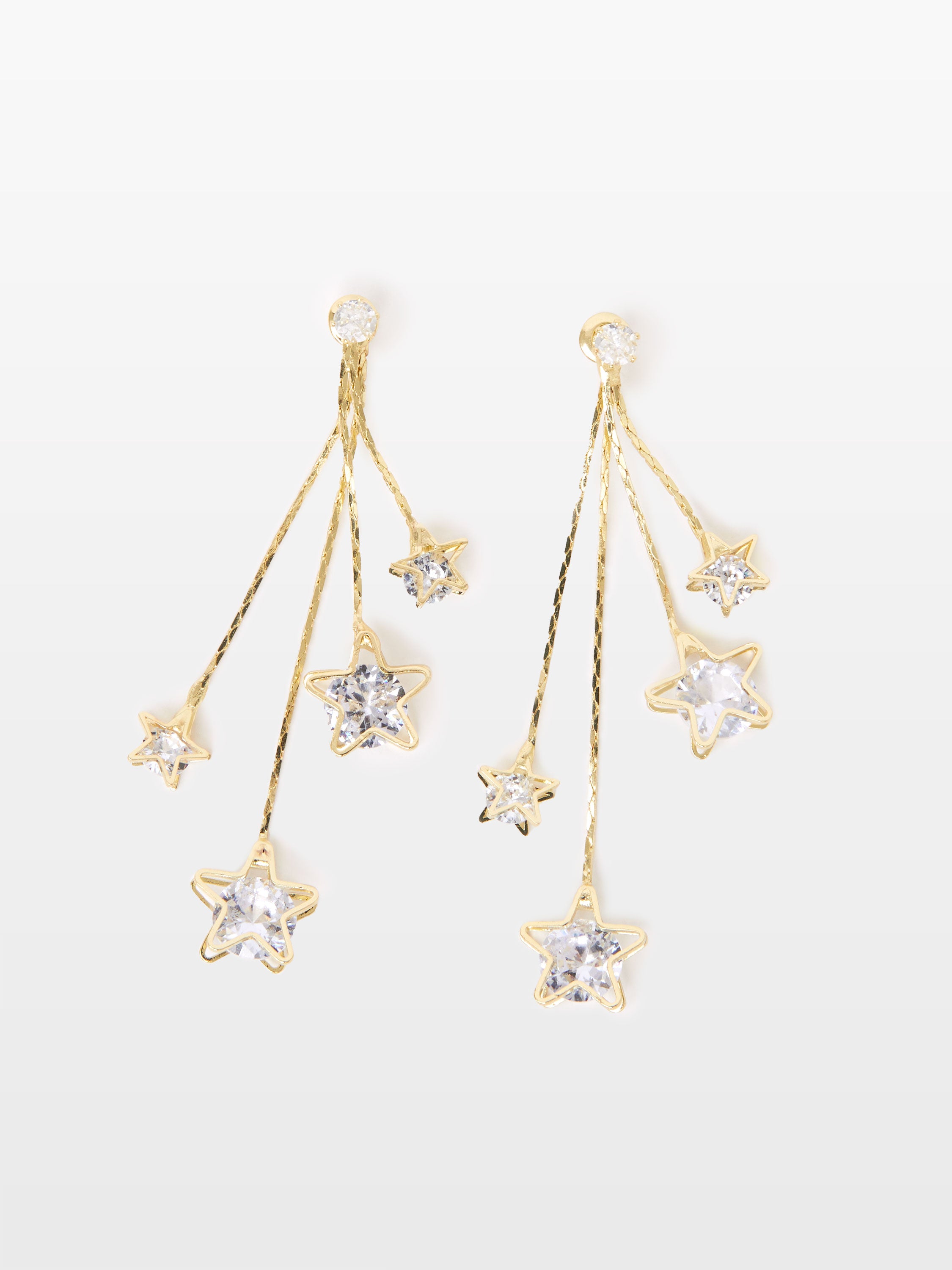 star diamante cascade earrings gold