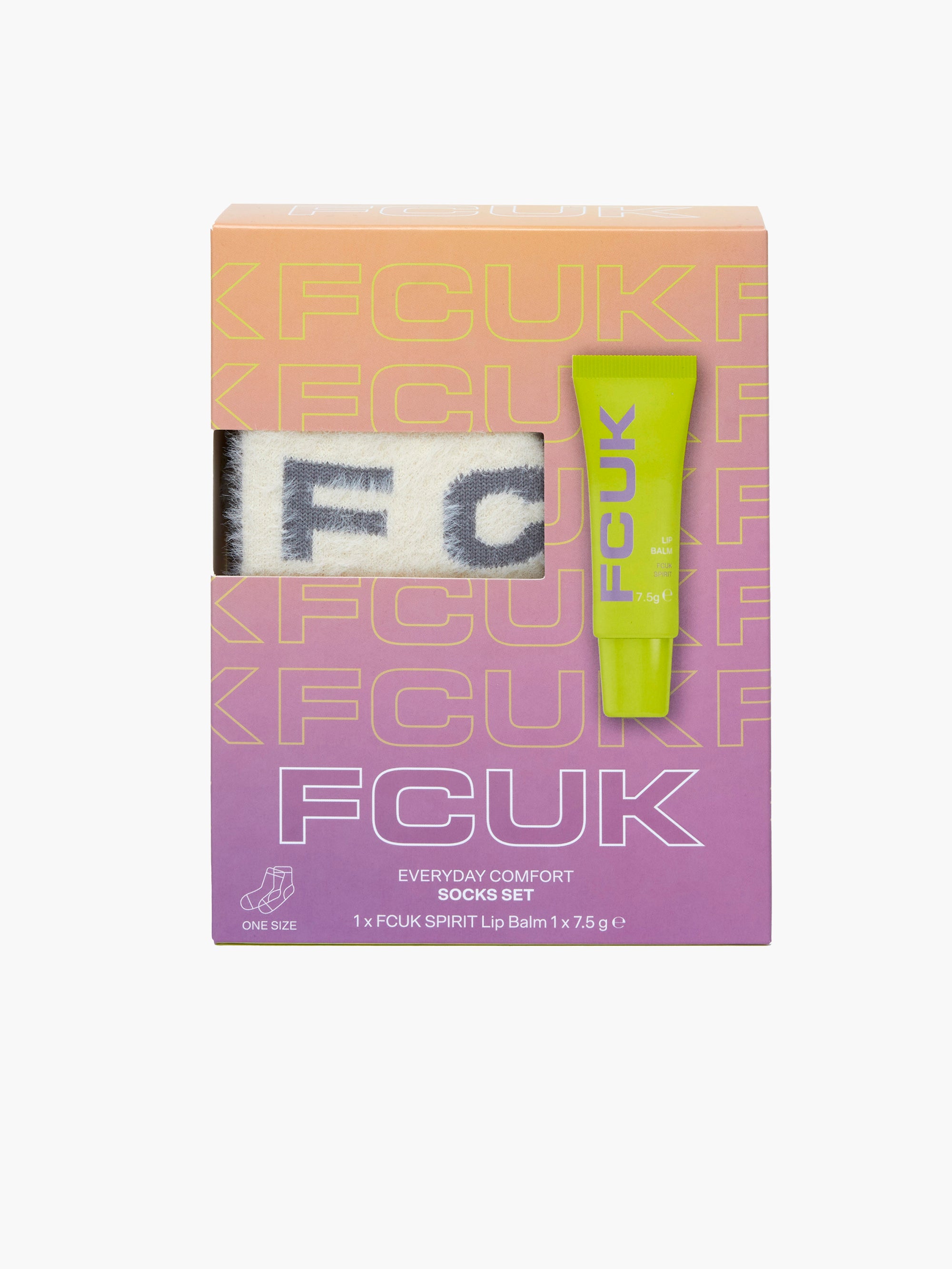 FCUK Everyday Comfort Socks & Lip Balm Gift Set Ecru
