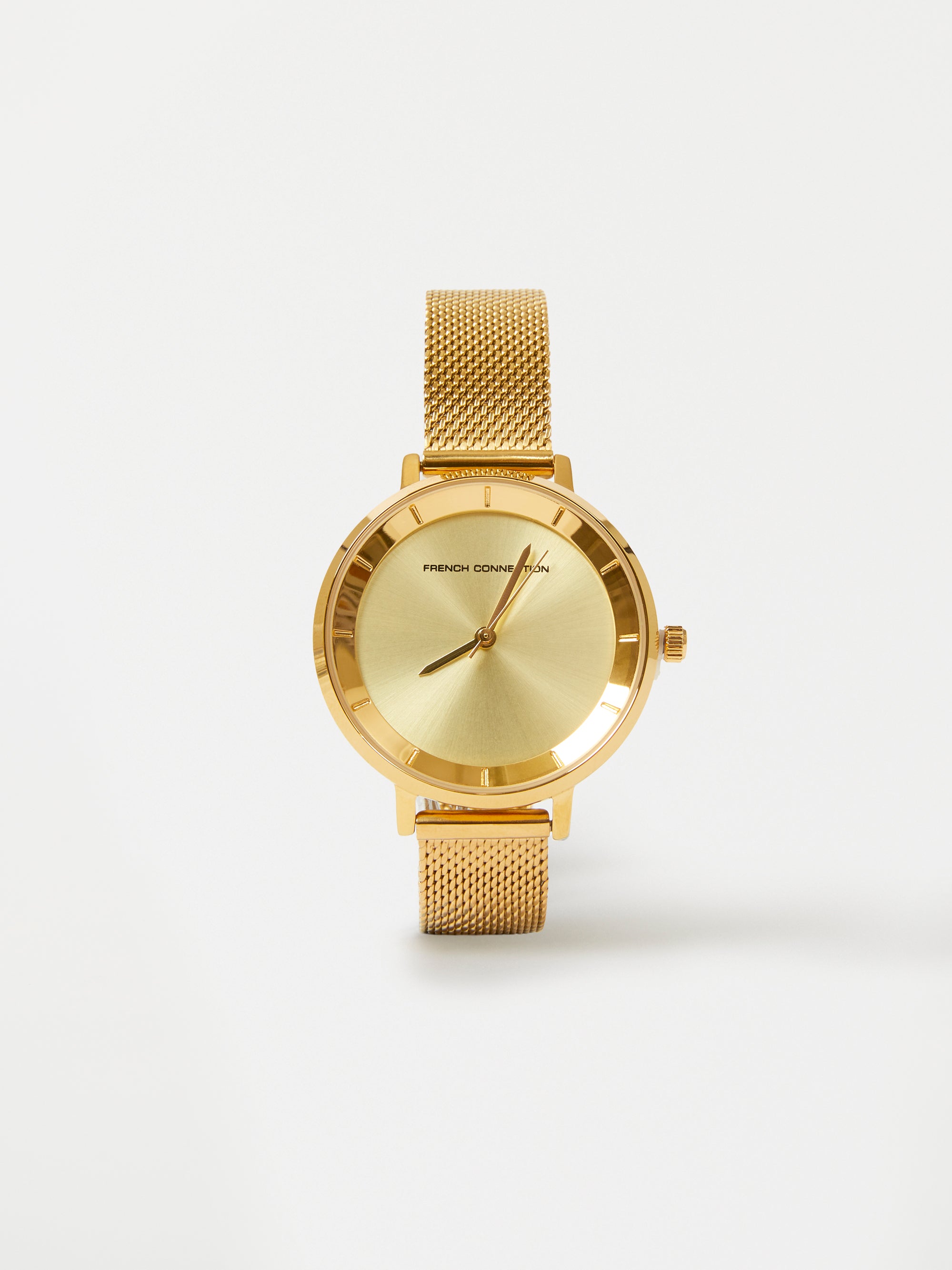 Gold Tone Mesh Bracelet Watch with Champagne Dial Gold