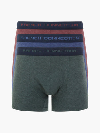 3 Pack French Connection Boxers Mid Blue/French Blue/Dark Navy