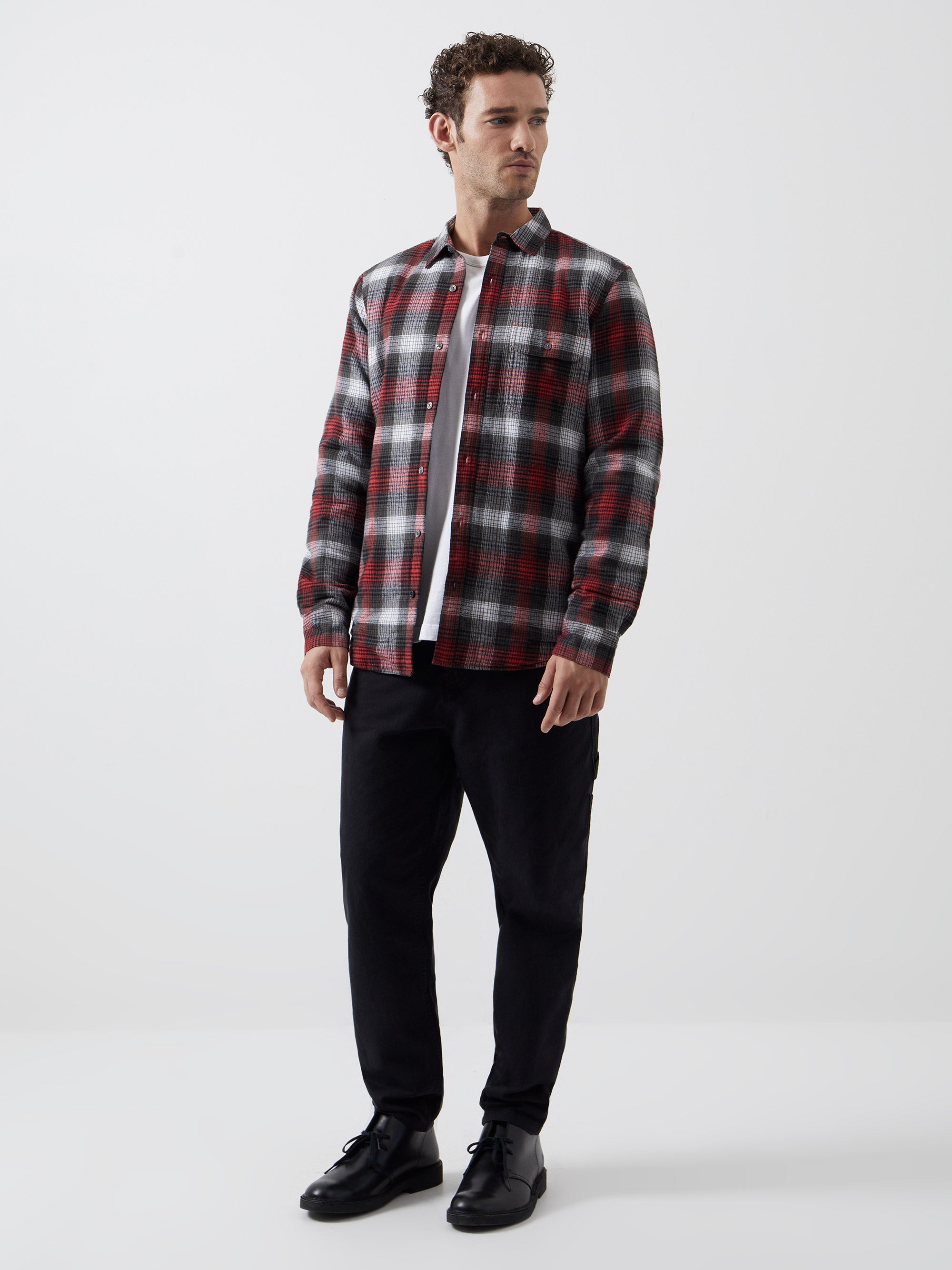 Flannel Wad Check Overshirt Red Multi | French Connection UK