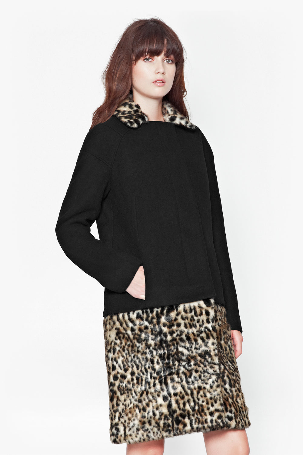 french connection leopard print coat