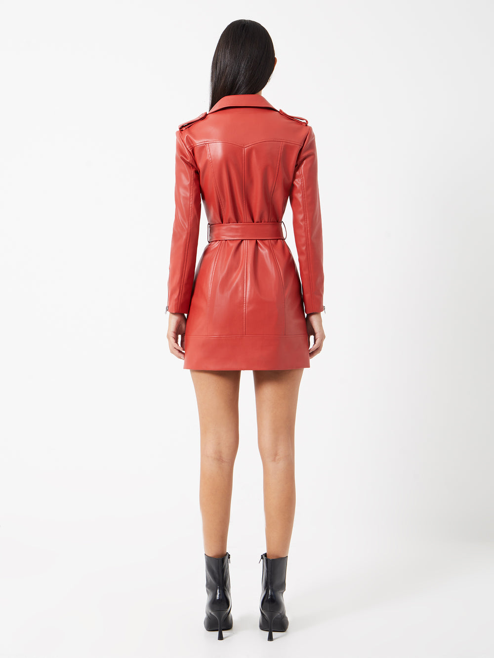 herlipto Vegan Leather Belted LongJacket