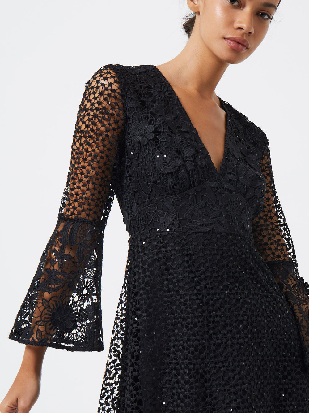 Gudrana Caballo Lace Mini Dress Blackblack Sequins French Connection Uk 9370