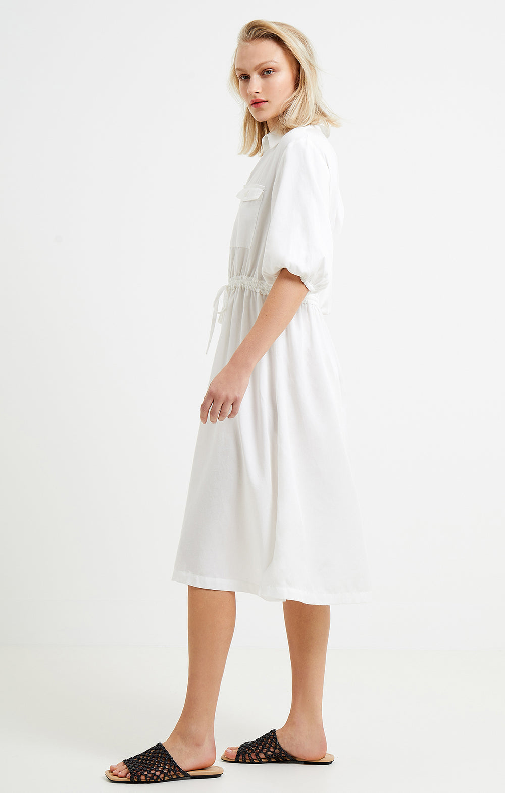 Elkie Twill Dress Linen White | French Connection UK