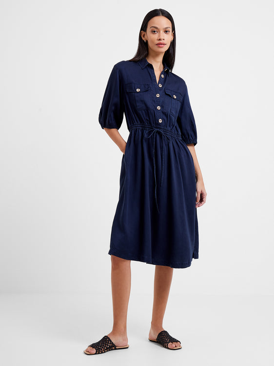 Rhodes Poplin Shirt Dress Linen White | French Connection UK