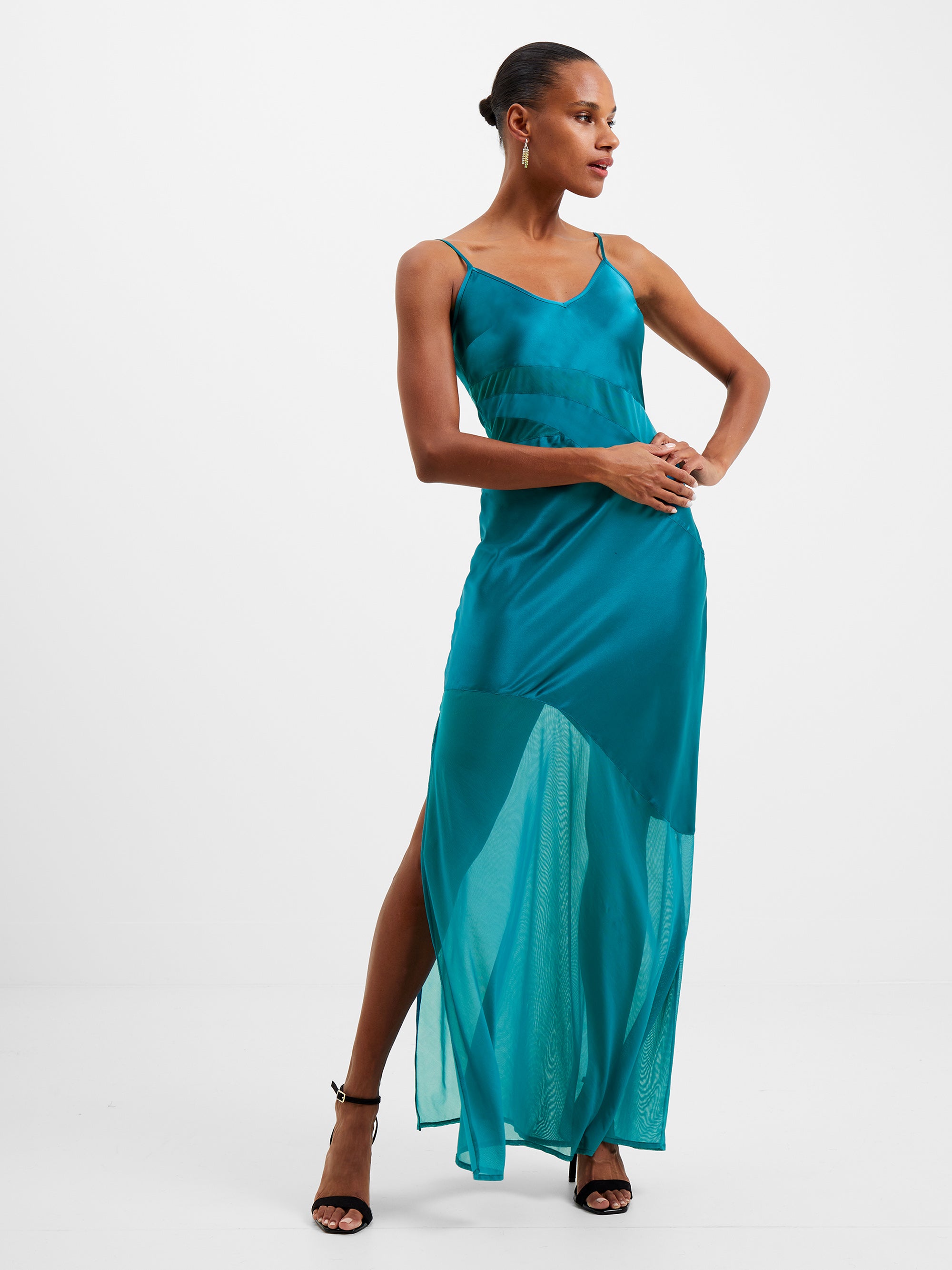 Inu Satin Strappy Maxi Dress Camellia Rose | French Connection US