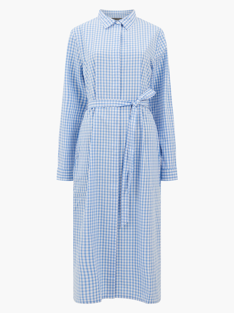 Gingham Button-Through Shirt Dress CORNFLOWER-WHITE | French Connection UK