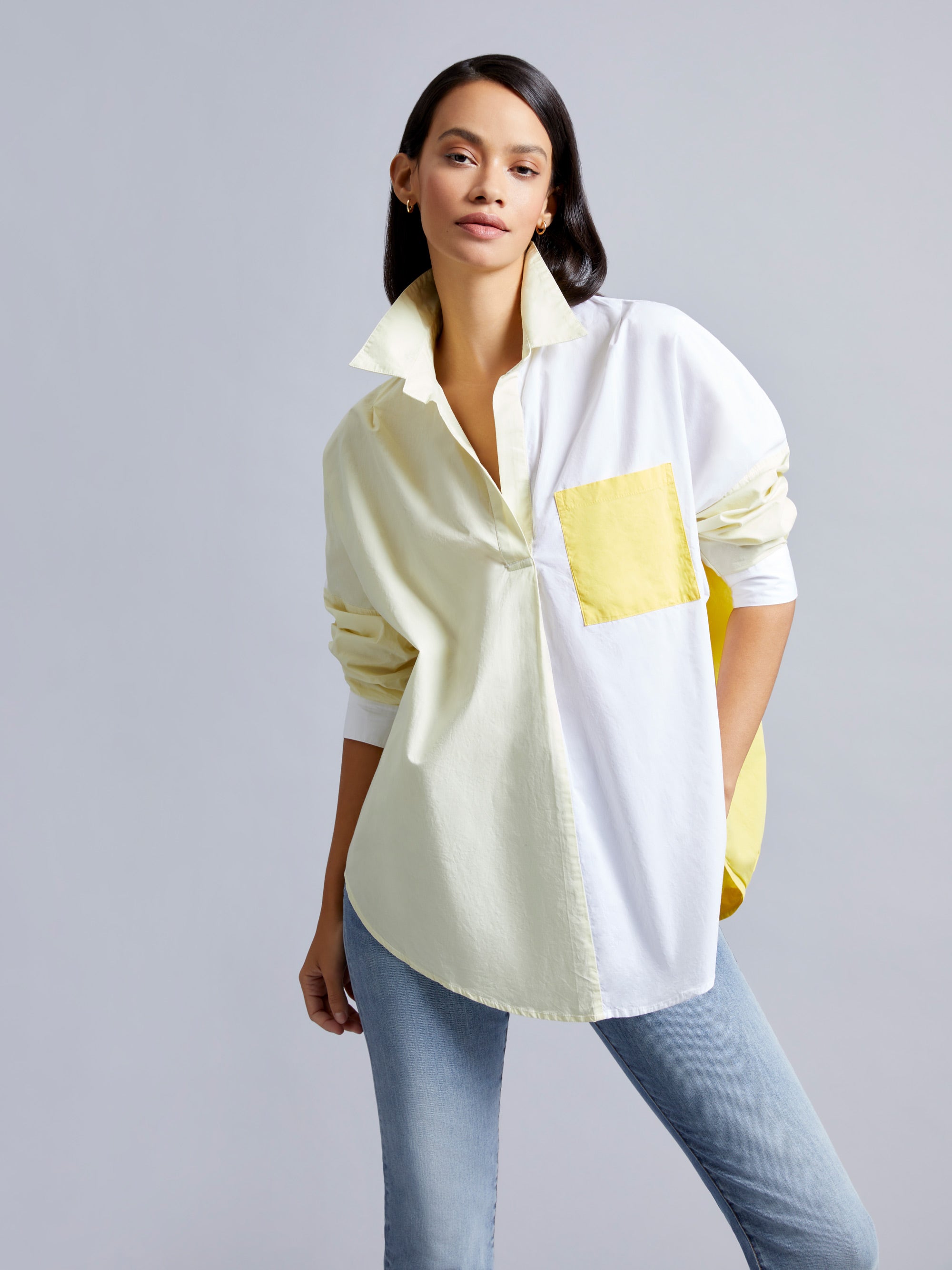 Rhodes Poplin Colour Block Popover Shirt