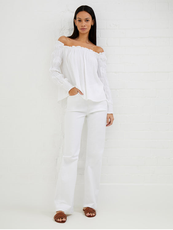 Rosana Broderie One Shoulder Top Linen White | French Connection UK