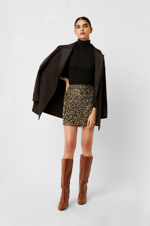 french connection gold sequin skirt