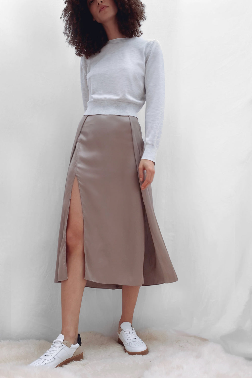 satin midi skirt dress