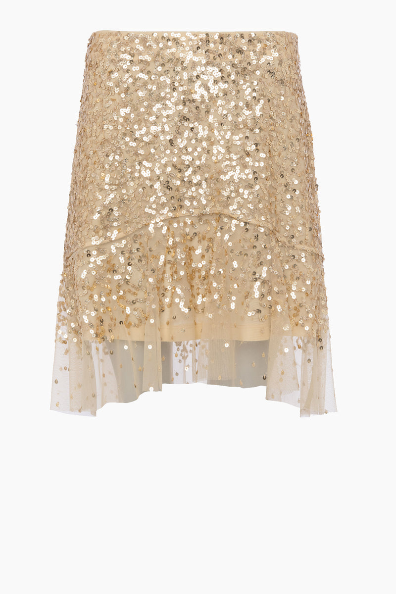 gold sequin skater skirt