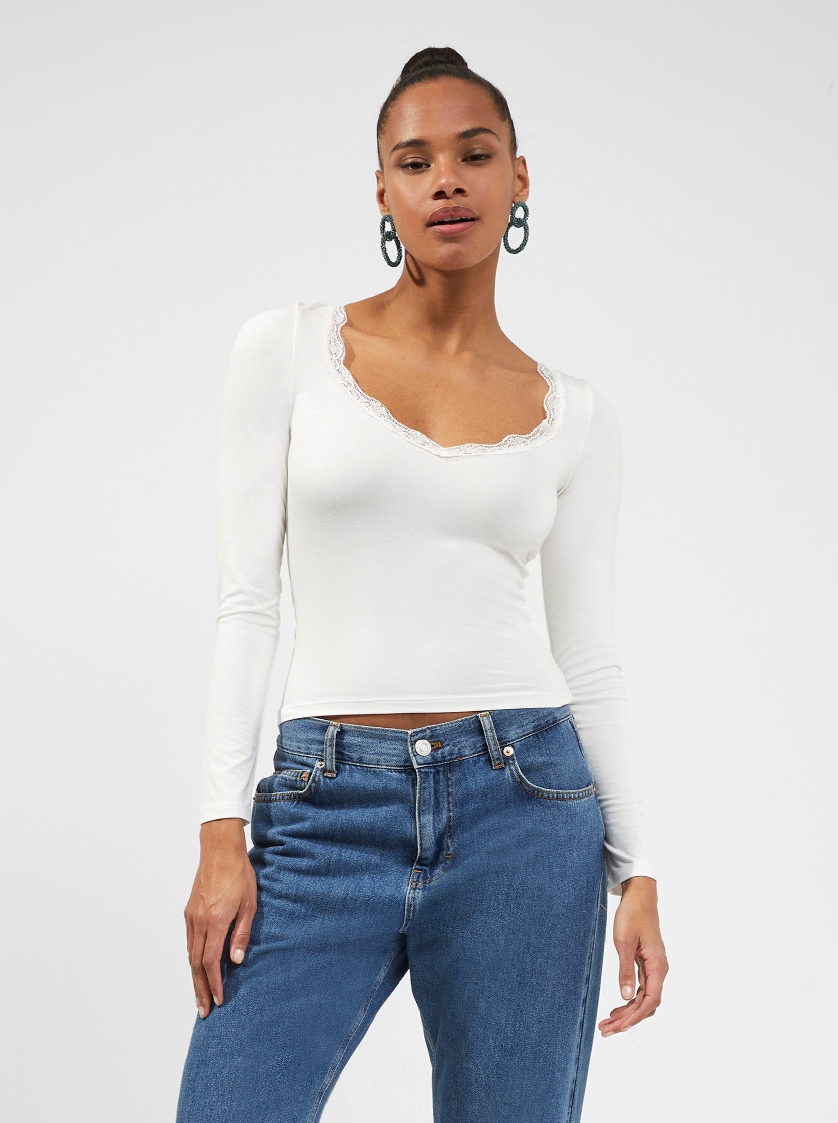 French Connection - Valentina Jersey Top | French Connection |  Shirts & Tops | Large - White - Size: L