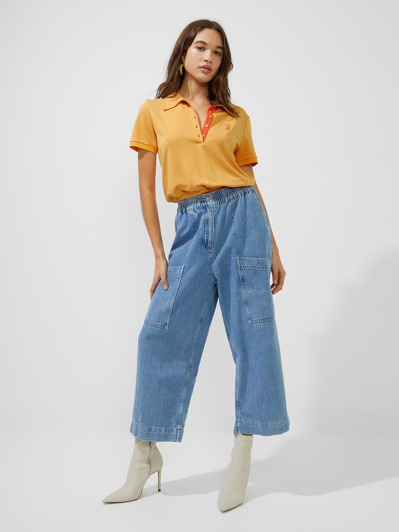 Xyris Pique La Glace Cropped Polo Shirt