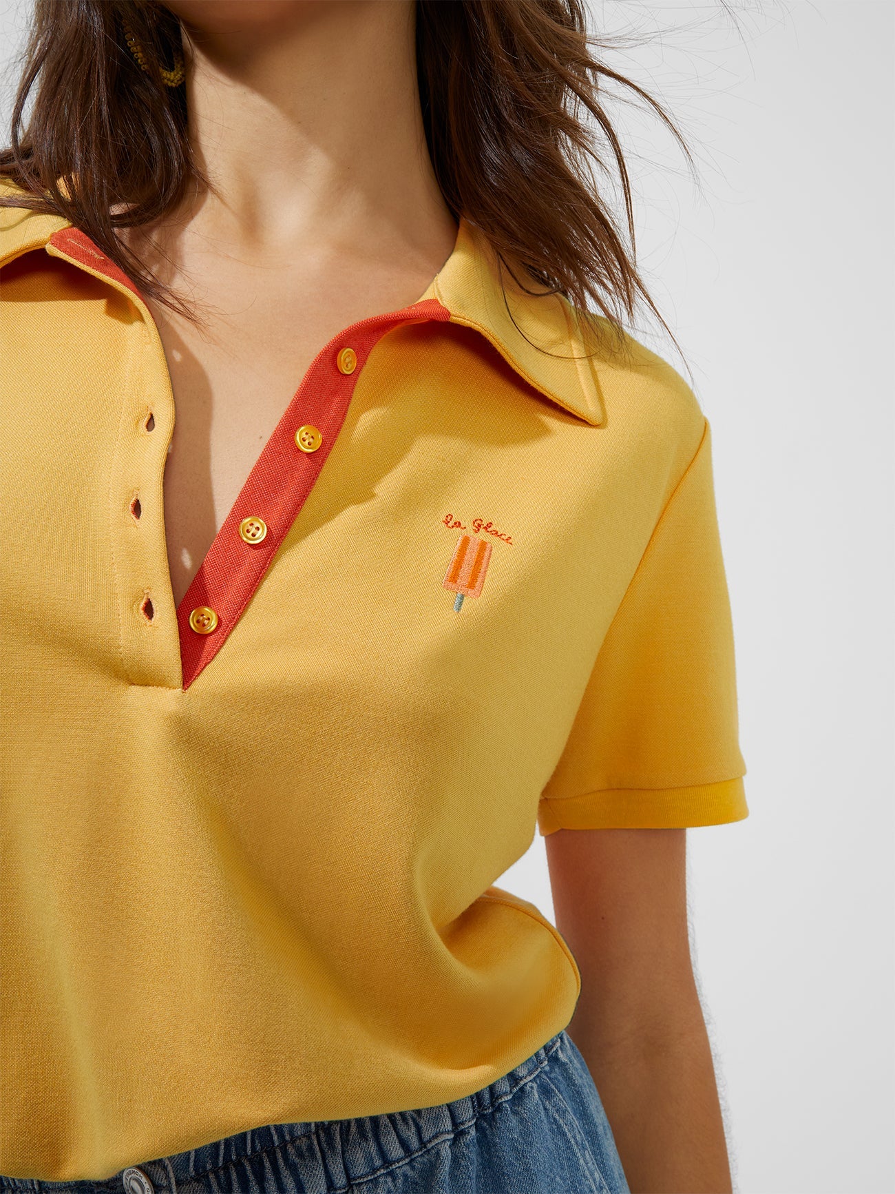 Xyris Pique La Glace Cropped Polo Shirt