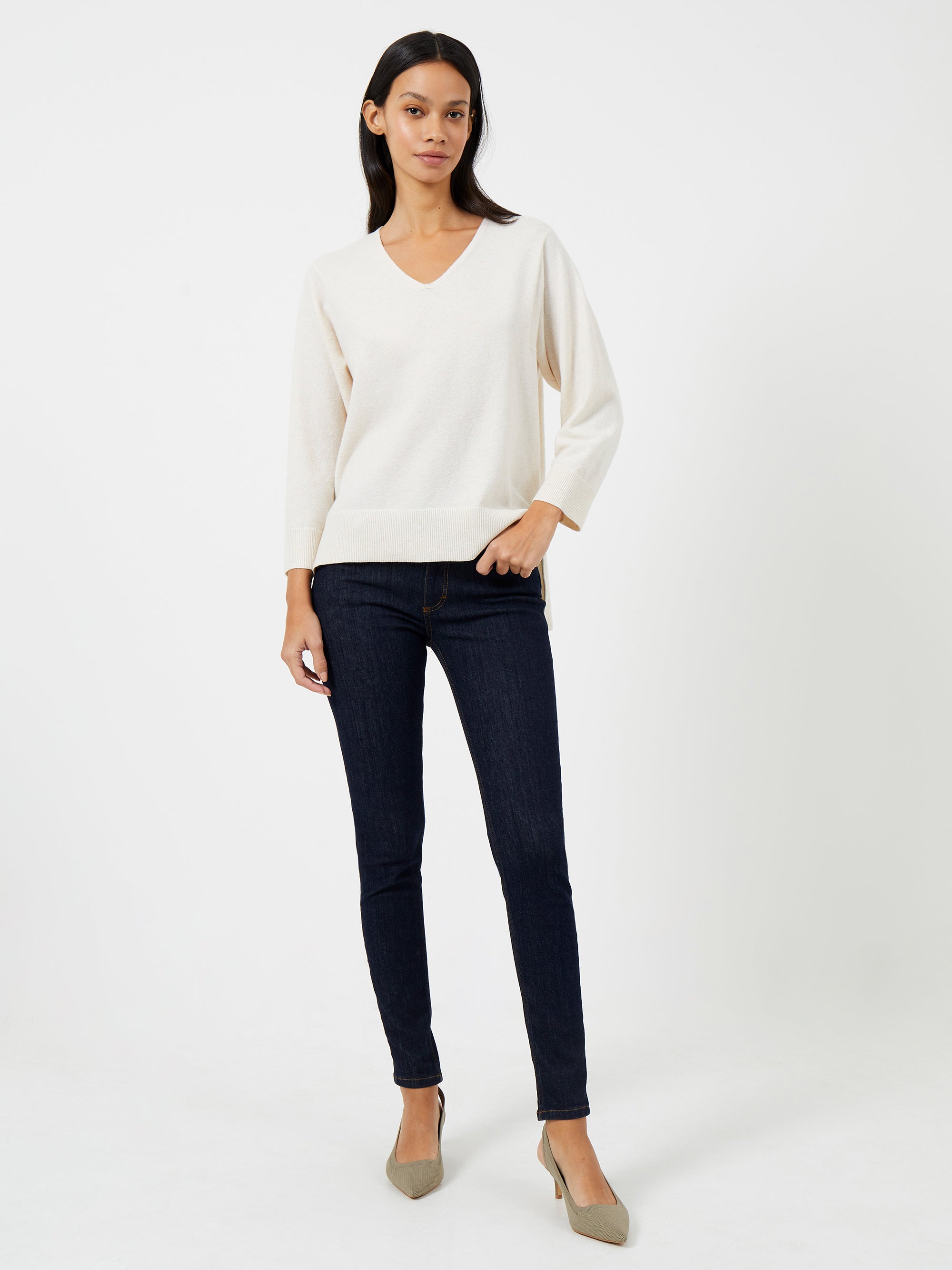 ebba vhari recycled v-neck jumper oatmeal melange