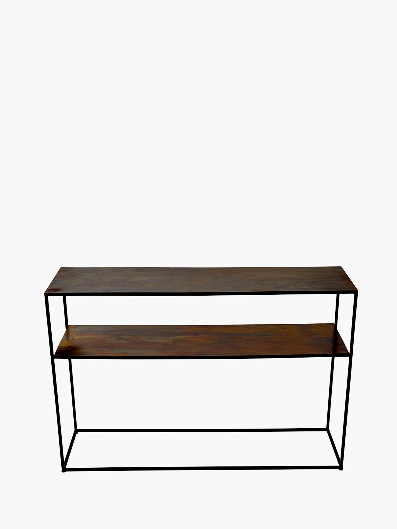 molten copper console table bronze