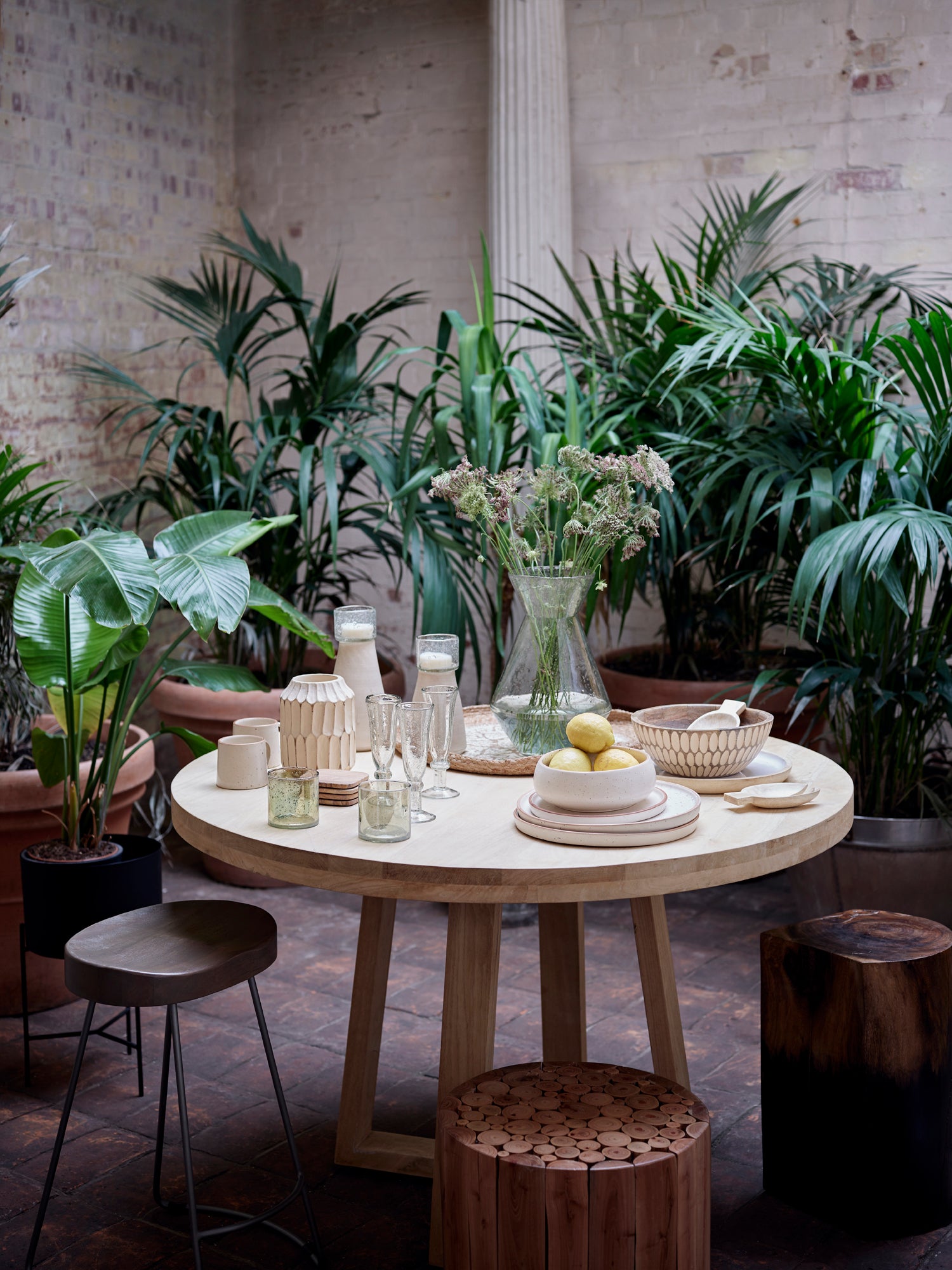 Blonde Round Dining Table