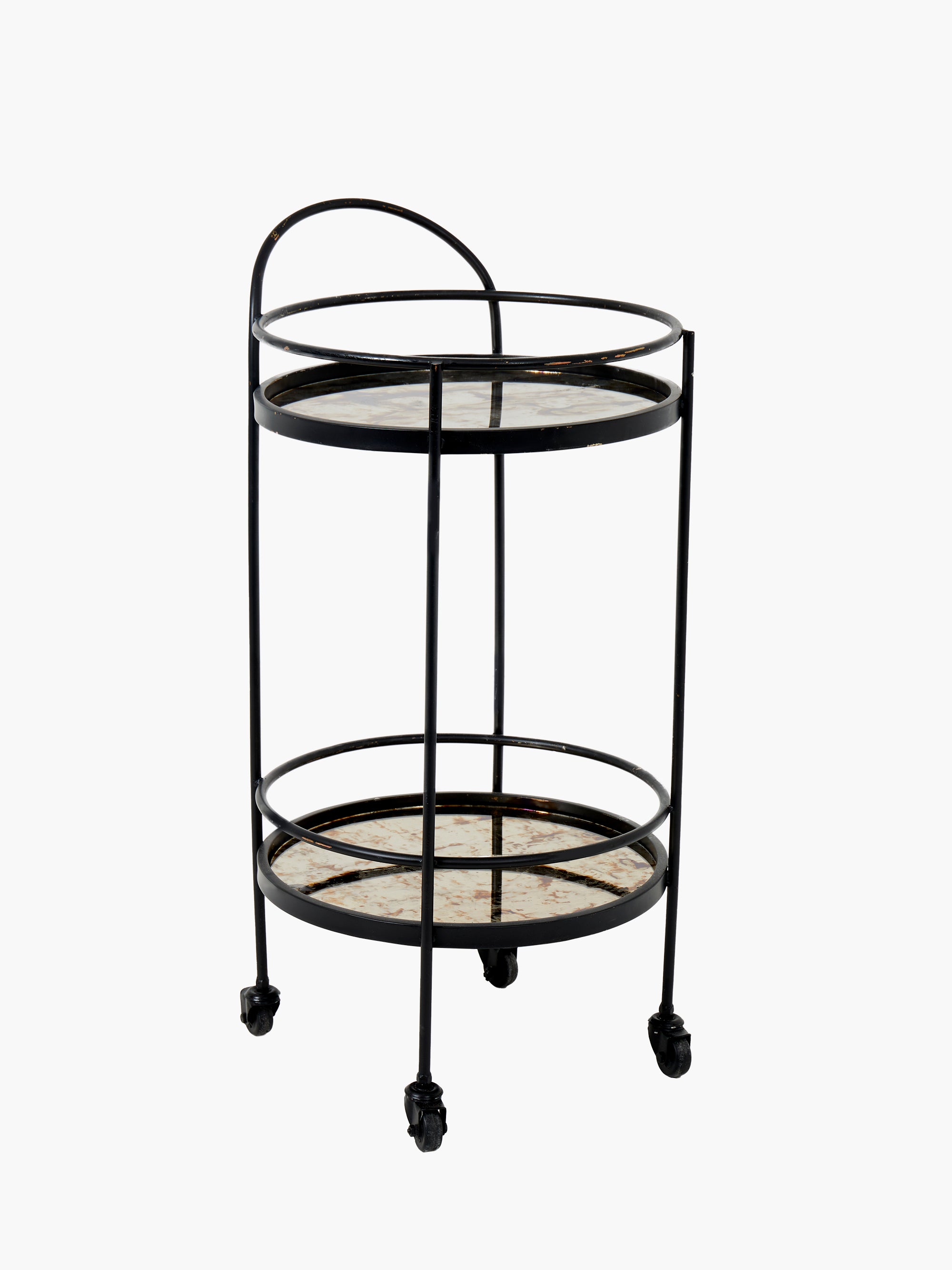 French Connection - Antique Mirrored Drinks Trolley | French Connection |  Barware | One size - Black/ Gold - Size: OS