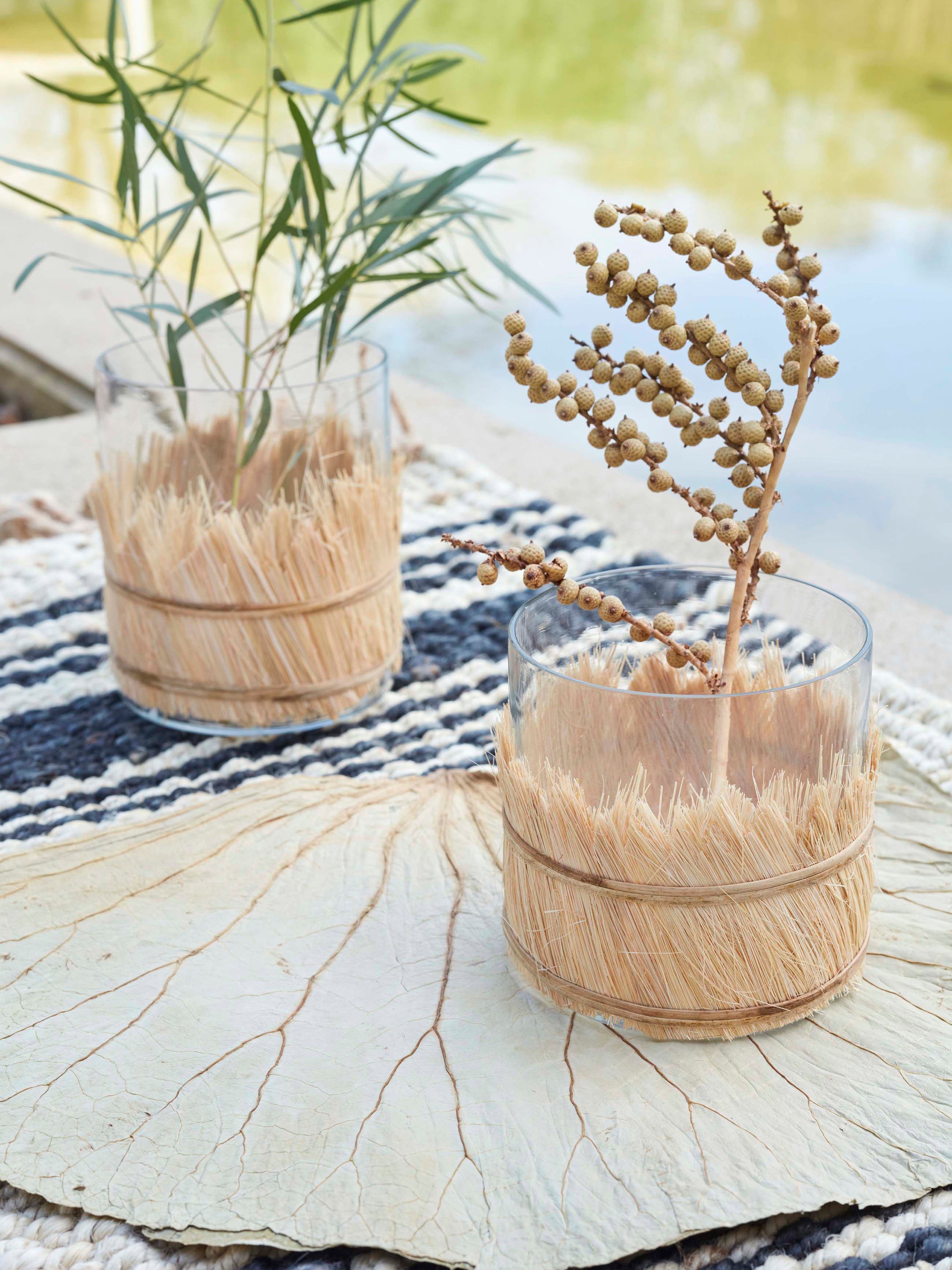 Small Golden Sun Raffia Glass