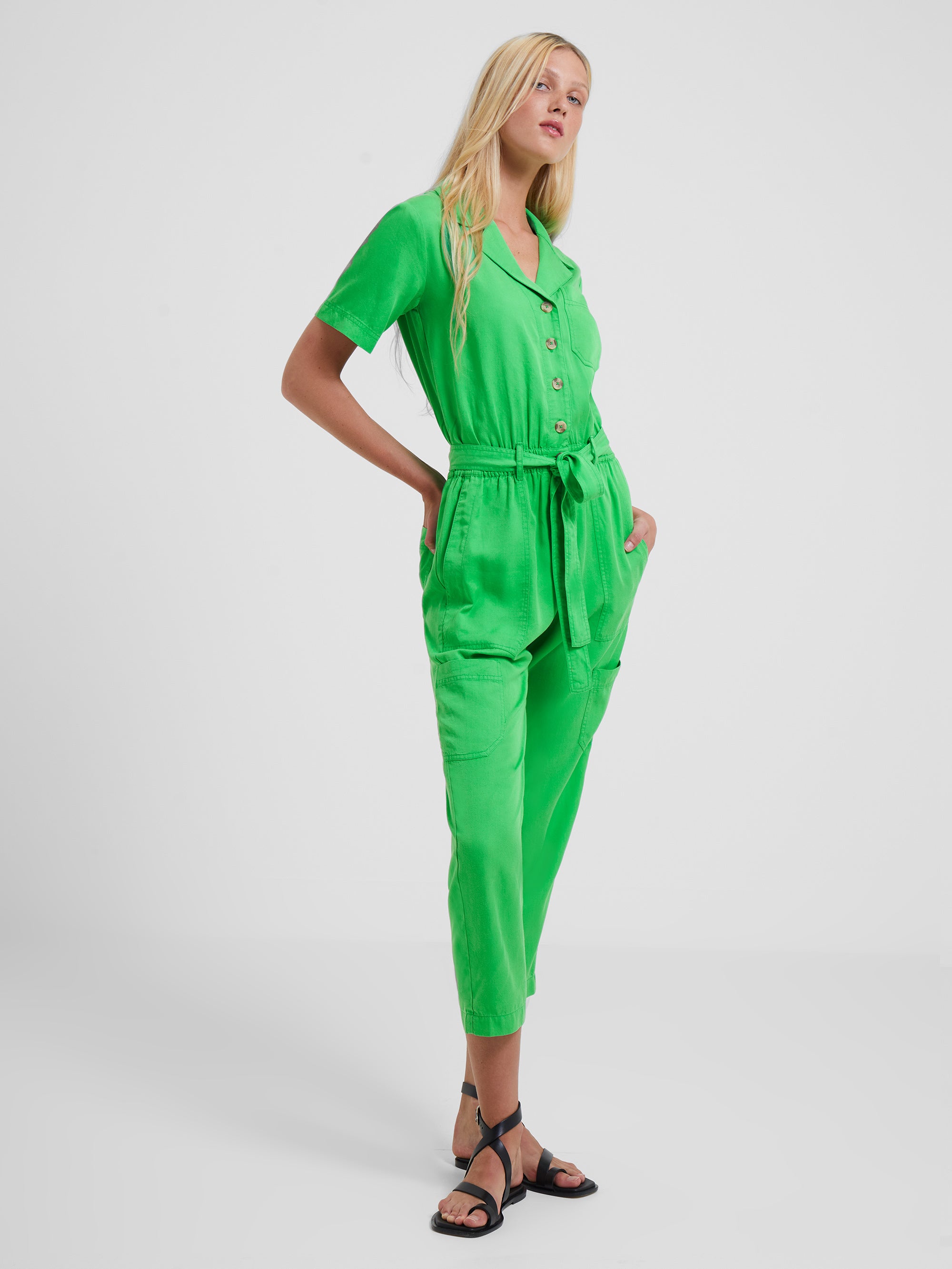 French Connection - Elkie Twill Boiler Suit | French Connection |  Jumpsuits & Playsuits | Extra Small - Green - Size: XS