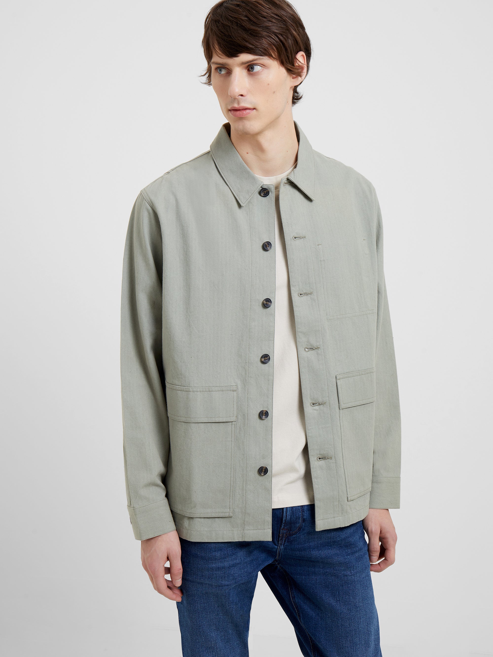 Cotton Herringbone Chore Overshirt