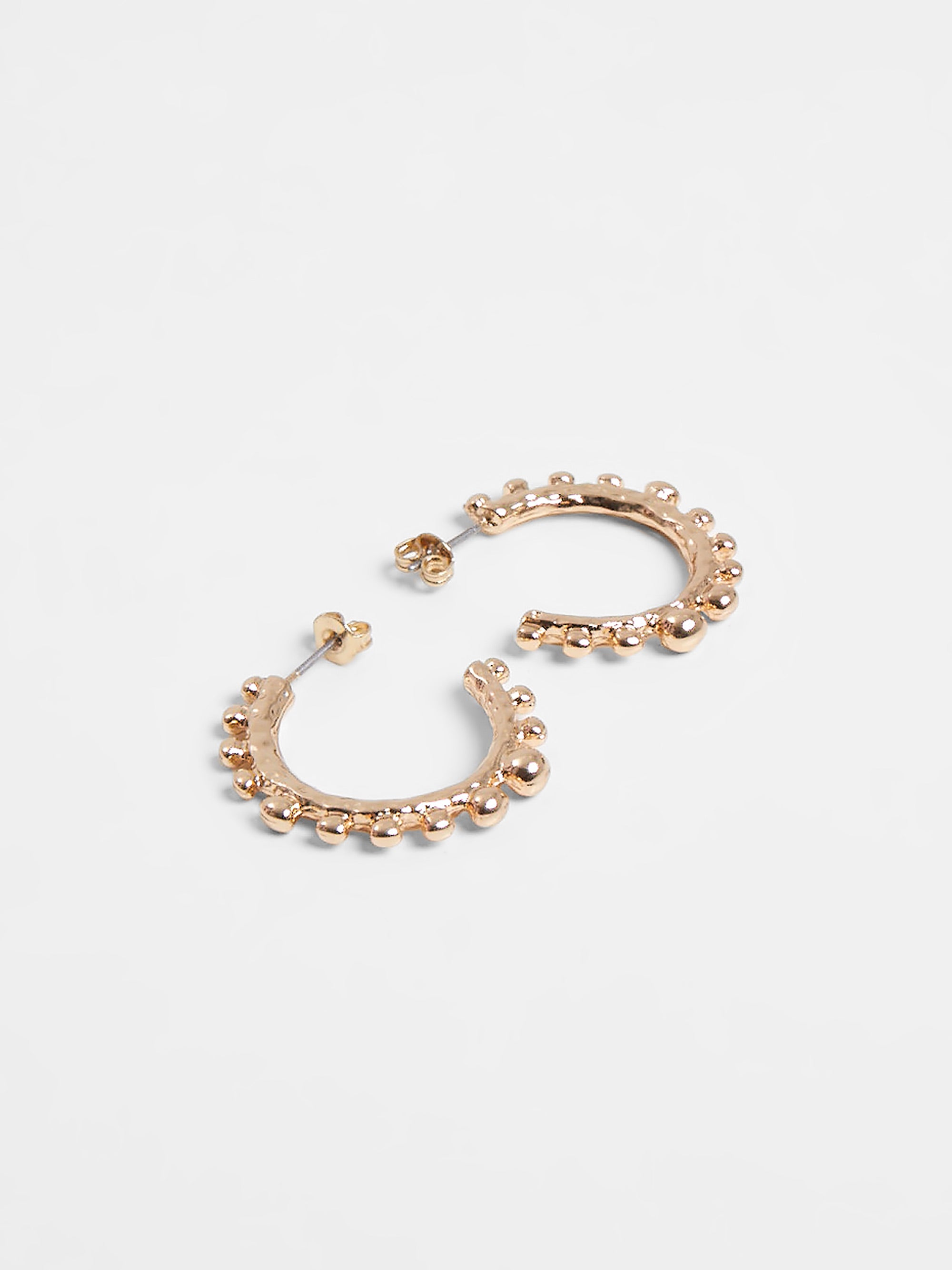 Organic Metal Beaded Hoop Earrings