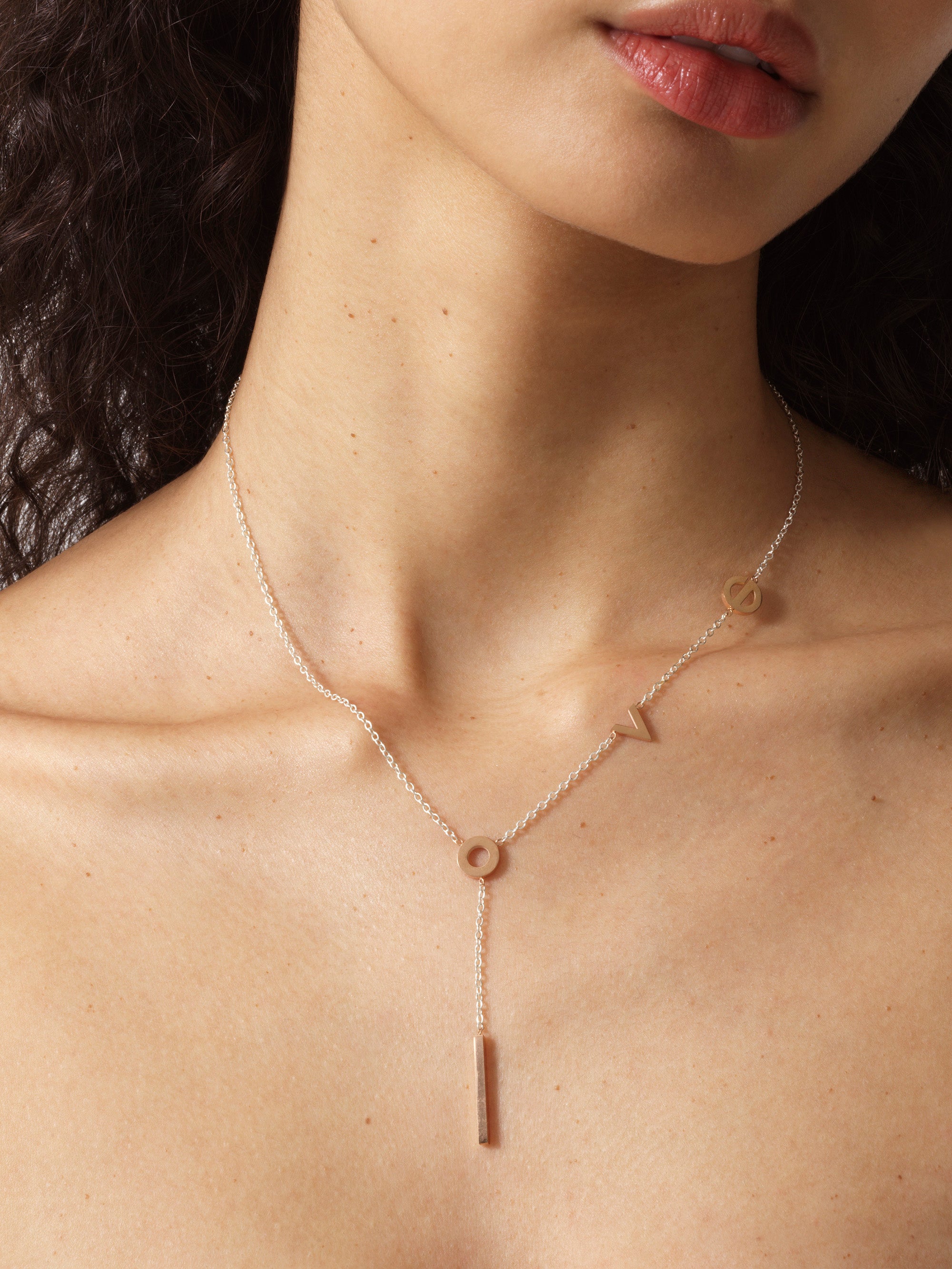 love chain necklace silver/rose gold