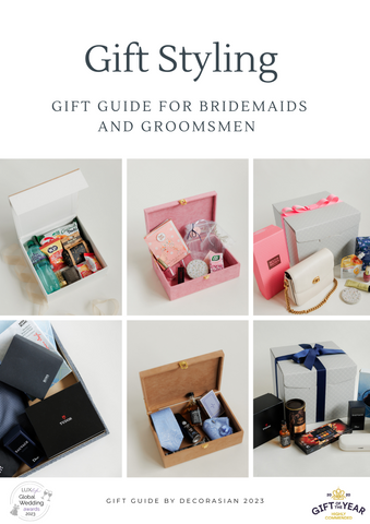 gift styling guide by decorasian for bridesmaid and groomsmen gift guide