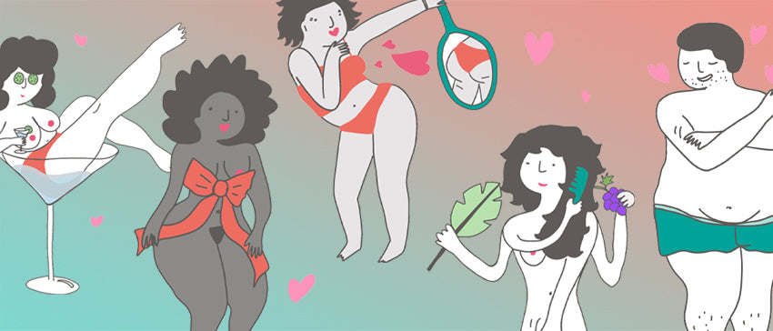 image Masturbation May Love Language illustrations showing people loving themselves in different ways