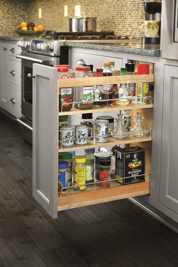 Rev-A-Shelf - 448KB-BCSC-11C - 11 in. Pull-Out Wood Base Cabinet Organizer with Knife Block and Soft