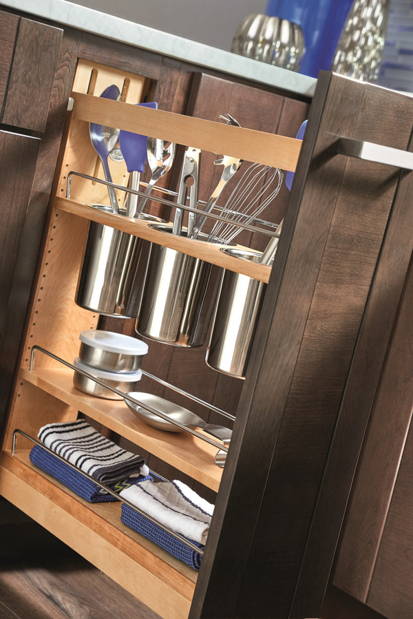 Rev-A-Shelf 8 Pull Out Kitchen Cabinet Organizer w/Utensil Holder,  448UT-BCSC8C, 8.75 - Foods Co.