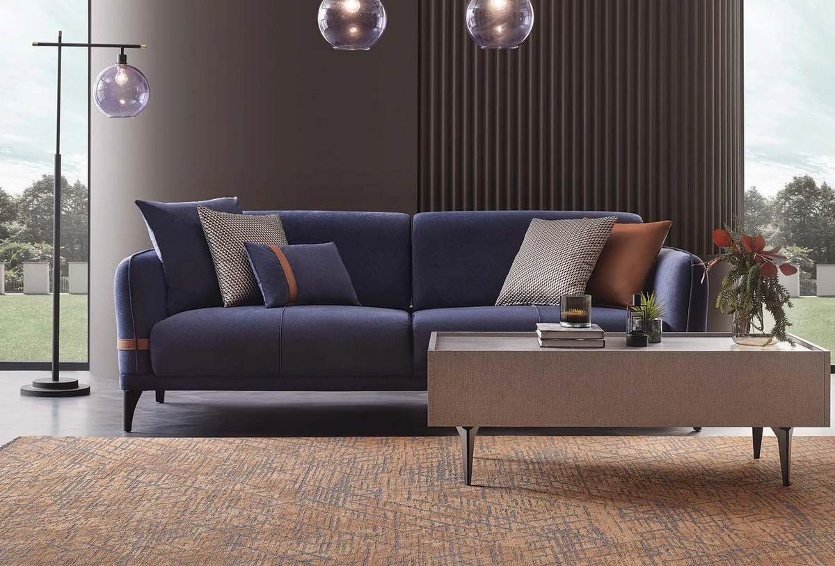 Linz 3-Seater Sofa Bed, Velvet (Blue) — Win Win Furniture