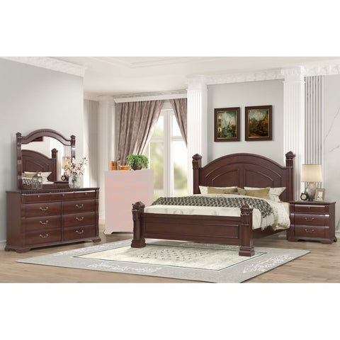 Esofastore Gorgeous Cherry 3pc Beautiful Louis Philippe Style Twin Size  Sleigh Bed and 2x Nightstand Set Wooden Bedroom Furniture