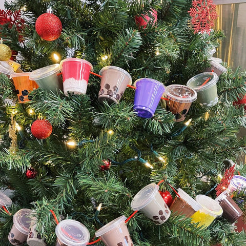 Boba Garland on Decorated Tree