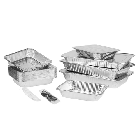 8 Round Aluminum Foil Take-Out Pans, Disposable Food Tin