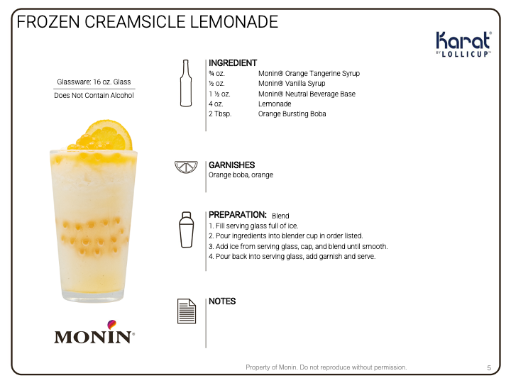 Recipe Card for Frozen Creamsicle Lemonade