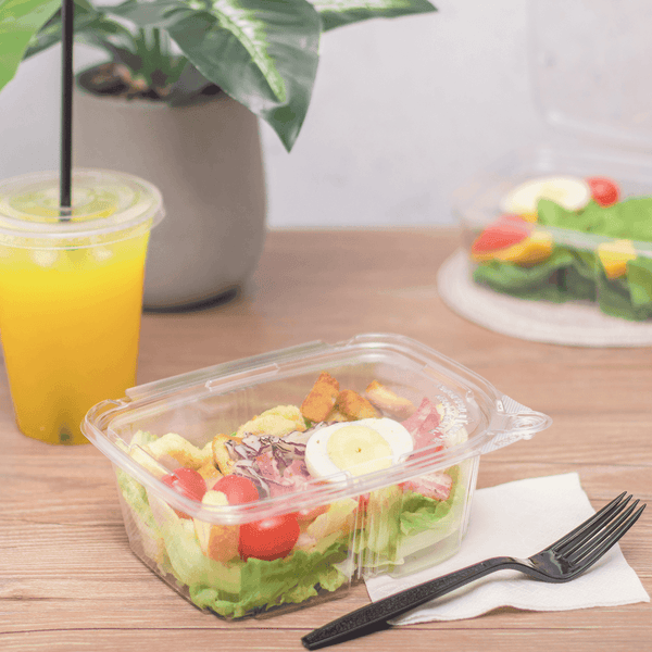 370ml Oval Hinged Lid salad Container with spork (see qty options )