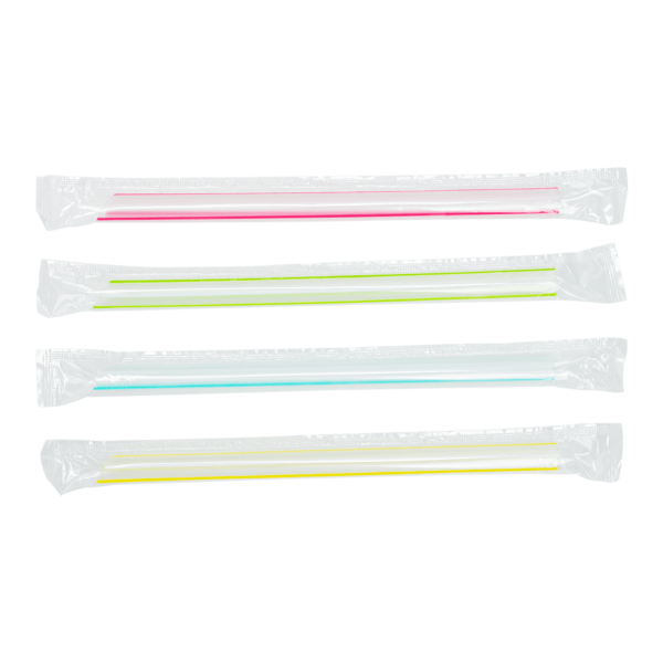 Karat 9 Diagonal Cut Boba Straws Poly Wrapped, Mixed Colors - 1,600 p