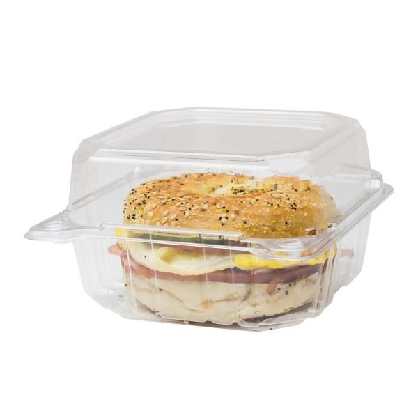 9x5 Hinged Containers - Half Clamshell Takeout Boxes - Karat PET