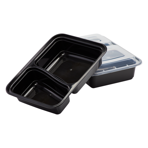 8-3/4 x 6 x 2 – 32 OZ – Two Compartment Rectangular Plastic Food