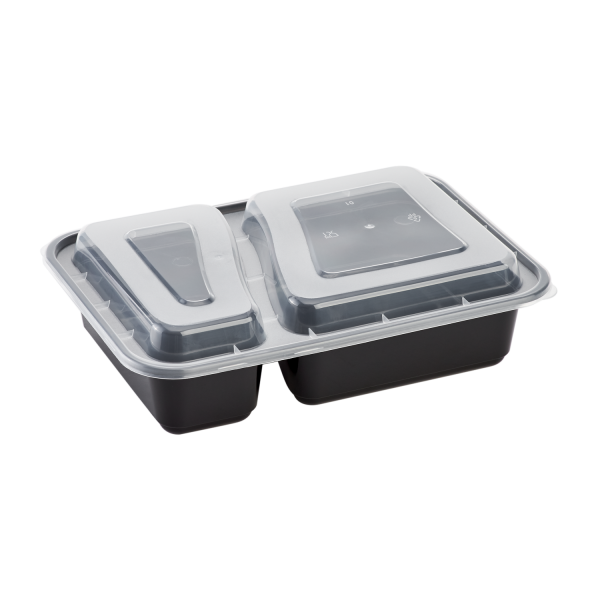 DT-38B 38oz Rectangular Microwavable Container with Lid - 150/Case