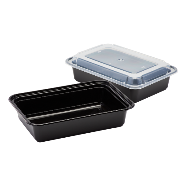 Karat 24 oz PP Plastic Microwavable Rectangular Food Containers & Lids