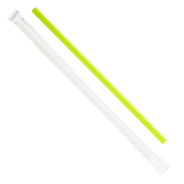 Basic Nature Green PLA Plastic / PBAT Plastic Boba Straw - Compostable - 9  - 2000 count box