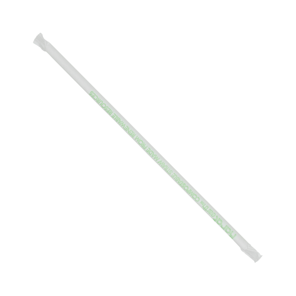 Plastic Straws 8.75 Jumbo Straws (5mm) Wrapped in Paper - Clear - 2,0