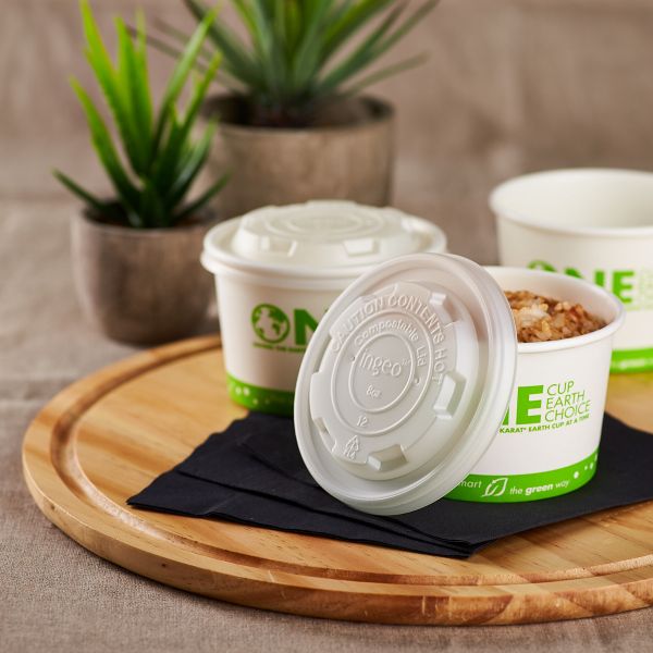 Karat Earth Flat Lid for 4oz Eco Food Container - 1000ct, White