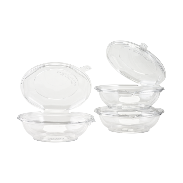 Tamper Tek 12 oz Square Clear Plastic Salad Bowl - with Lid