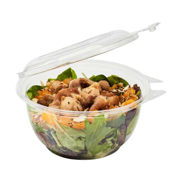 Tamper Tek 12 oz Square Clear Plastic Salad Bowl - with Lid, Tamper-Evident  - 4 3/4