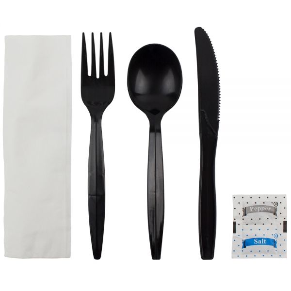 Karat PS Plastic Heavy Weight Cutlery Kits, Black - 250 kits – LollicupStore